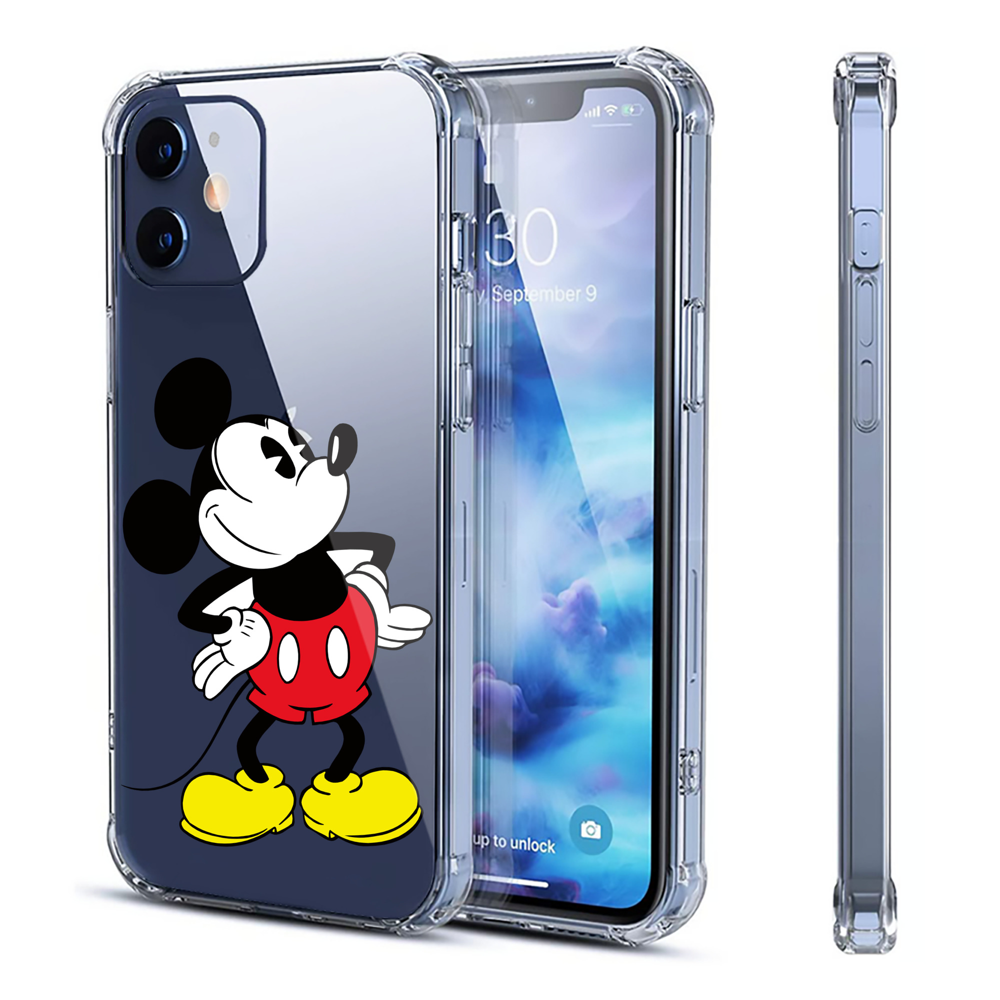 （画像用） ミッキーマウス Mickey Mouse 【iPhone 12シリーズ対応】透明スマホケース（クリアソフトケース）